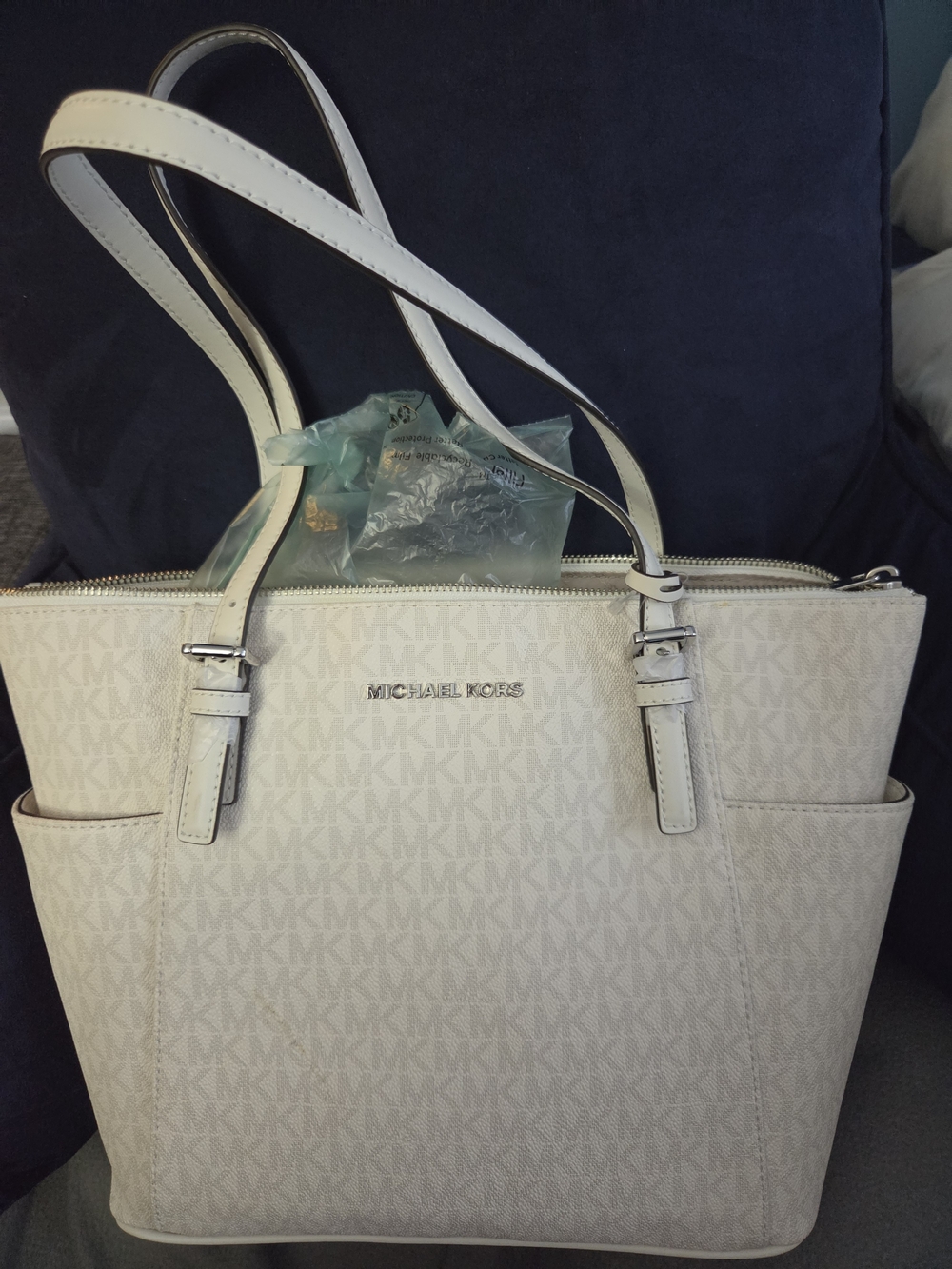 Michael Kors Cream/White Monogram Tote Bag
